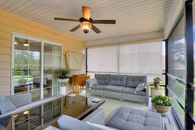 267 Fairway Dr, Mccormick, SC 29835 - sunroom / solarium featuring an outdoor hangout area and a ceiling fan