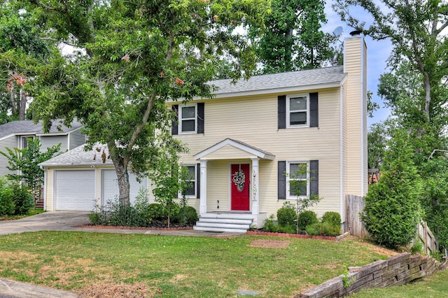 1414 Brookgreen Dr, North Augusta, SC 29841 - view of front of home with driveway, a chimney, and an attached garage