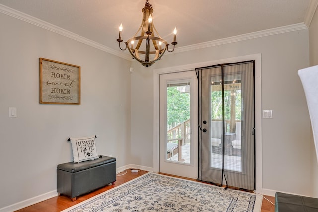 1414 Brookgreen Dr, North Augusta, SC 29841 - entryway featuring a chandelier, crown molding, wood finished floors, and french doors
