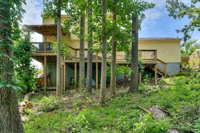 1414 Brookgreen Dr, North Augusta, SC 29841 - back of house featuring a wooden deck and stairway