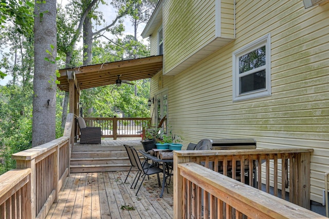1414 Brookgreen Dr, North Augusta, SC 29841 - deck featuring outdoor dining space and a ceiling fan