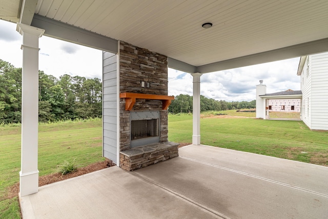 2421 Laurens St, Grovetown, GA 30813 - view of patio / terrace with an outdoor stone fireplace