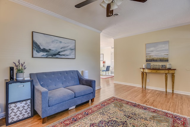 1612 Fairwood Dr, Augusta, GA 30909 - living room featuring crown molding, wood finished floors, and ceiling fan