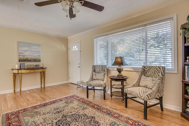 1612 Fairwood Dr, Augusta, GA 30909 - sitting room with a ceiling fan, wood finished floors, and ornamental molding