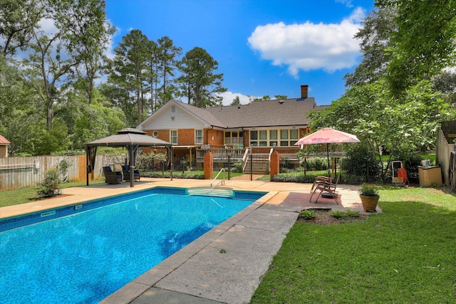 213 Oak Ln, Waynesboro, GA 30830 - view of pool featuring a gazebo, a patio area, and a deck