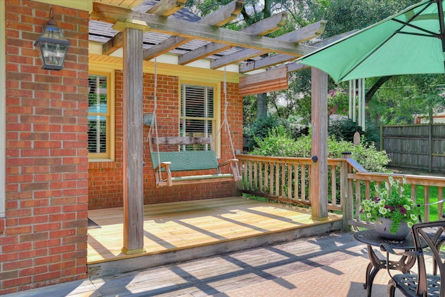 213 Oak Ln, Waynesboro, GA 30830 - wooden terrace with a pergola