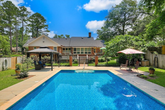 213 Oak Ln, Waynesboro, GA 30830 - view of pool featuring a gazebo, a fenced backyard, and a patio area