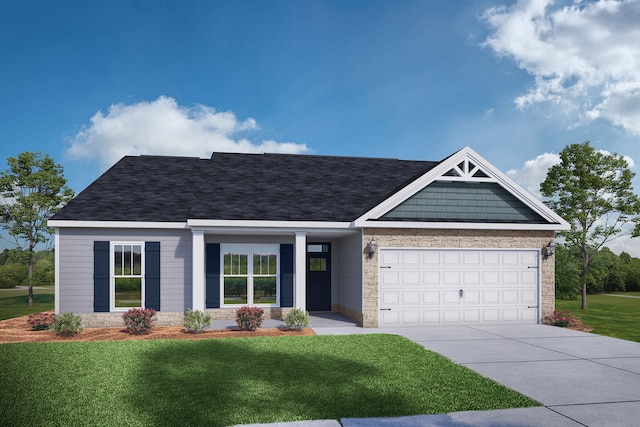 view of front of house with a garage and a front yard