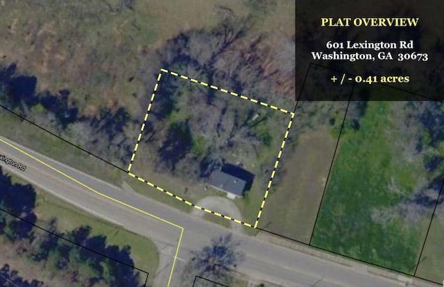 601 Lexington Ave, Washington, GA 30673 - aerial view of property's location with property parcel outlined