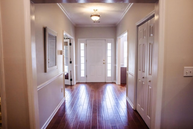 4725 Park Ridge Ct, Evans, GA 30809 - entryway featuring crown molding, baseboards, and dark wood-style floors