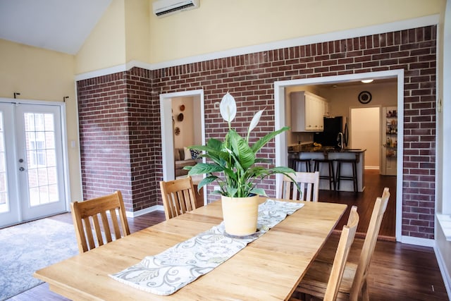 4725 Park Ridge Ct, Evans, GA 30809 - dining area featuring french doors, wood finished floors, and high vaulted ceiling