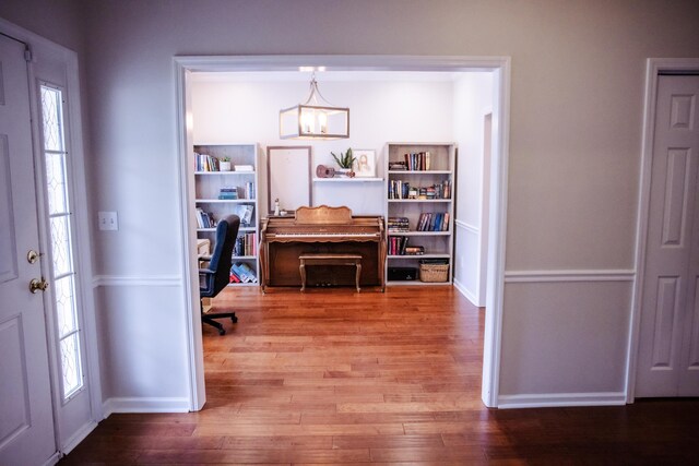 4725 Park Ridge Ct, Evans, GA 30809 - office area with an inviting chandelier, wood finished floors, and a wealth of natural light