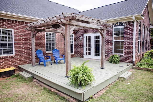 4725 Park Ridge Ct, Evans, GA 30809 - wooden terrace with french doors and a pergola