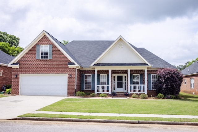 4725 Park Ridge Ct, Evans, GA 30809 - view of front of property featuring a front yard, brick siding, a shingled roof, concrete driveway, and a porch