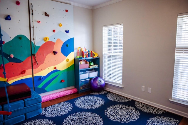 4725 Park Ridge Ct, Evans, GA 30809 - recreation room featuring baseboards, ornamental molding, and a healthy amount of sunlight