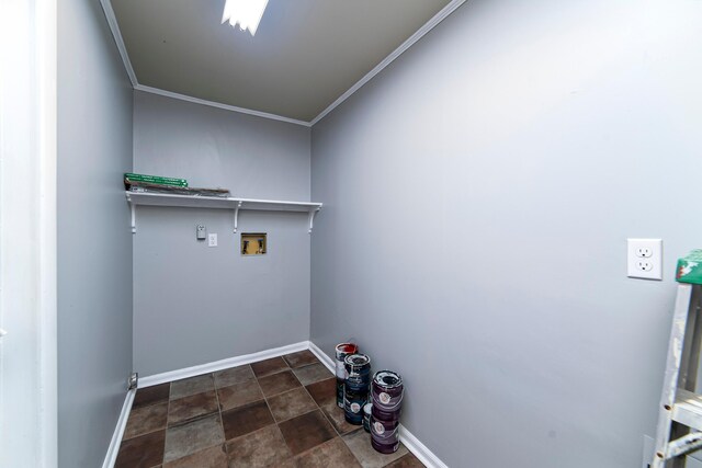 laundry area with hookup for a washing machine and ornamental molding