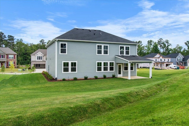 250 Prominence Dr, Grovetown, GA 30813 - rear view of property with a patio, a yard, and a shingled roof