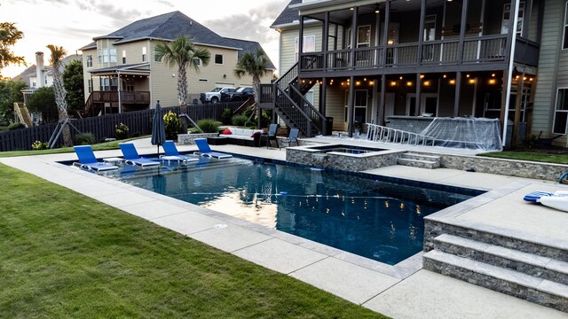 902 Adderley Ln, Evans, GA 30809 - view of swimming pool with stairs, a patio, an outdoor hangout area, and a pool with connected hot tub