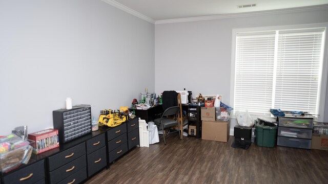 902 Adderley Ln, Evans, GA 30809 - home office with ornamental molding and dark wood-type flooring