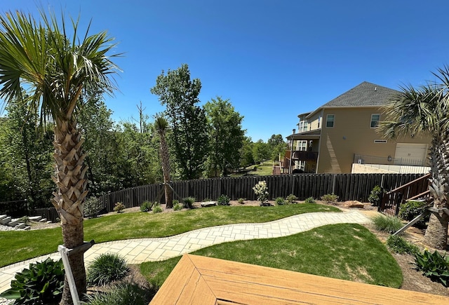 view of yard with a fenced backyard