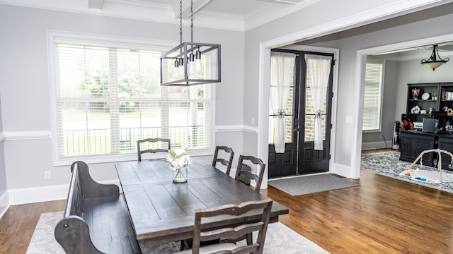 902 Adderley Ln, Evans, GA 30809 - dining room with ornamental molding, healthy amount of natural light, dark wood-style flooring, french doors, and baseboards