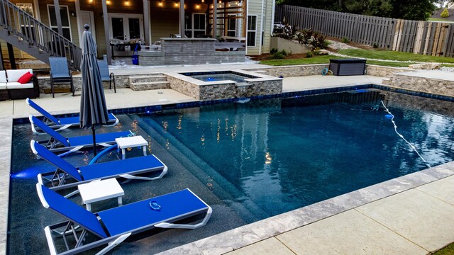 902 Adderley Ln, Evans, GA 30809 - view of swimming pool with french doors, a patio, and an in-ground hot tub