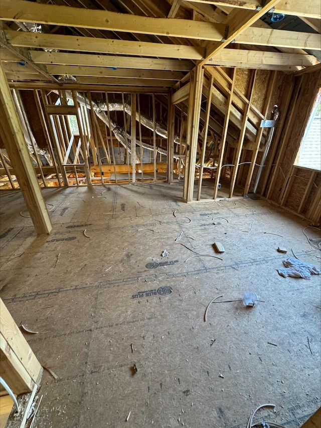 view of unfinished attic