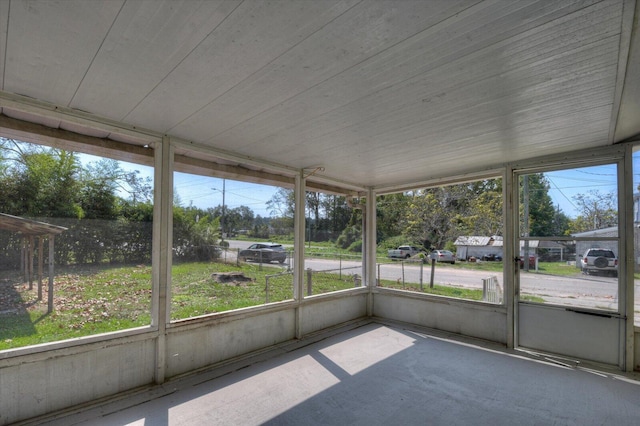 view of unfurnished sunroom