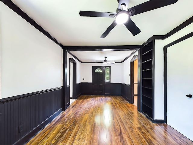 1952 Satcher Blvd, Augusta, GA 30906 - spare room featuring a ceiling fan, ornamental molding, wood finished floors, and a wainscoted wall