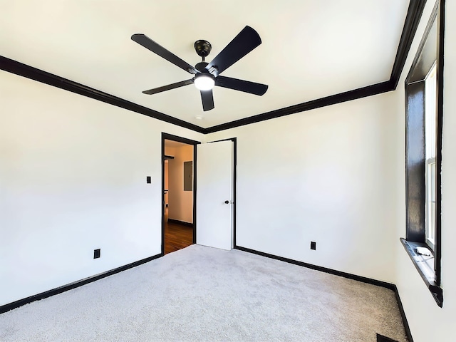 1952 Satcher Blvd, Augusta, GA 30906 - unfurnished bedroom featuring carpet floors, crown molding, baseboards, and a ceiling fan