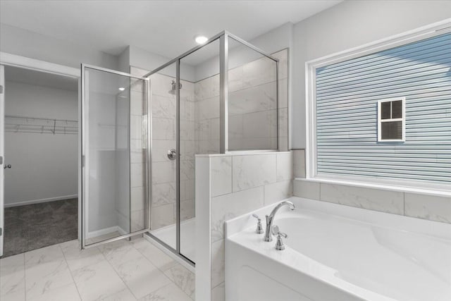 5065 Anna Way Unit Fb25, North Augusta, SC 29841 - full bath with a bath, a stall shower, a spacious closet, and marble look tile flooring
