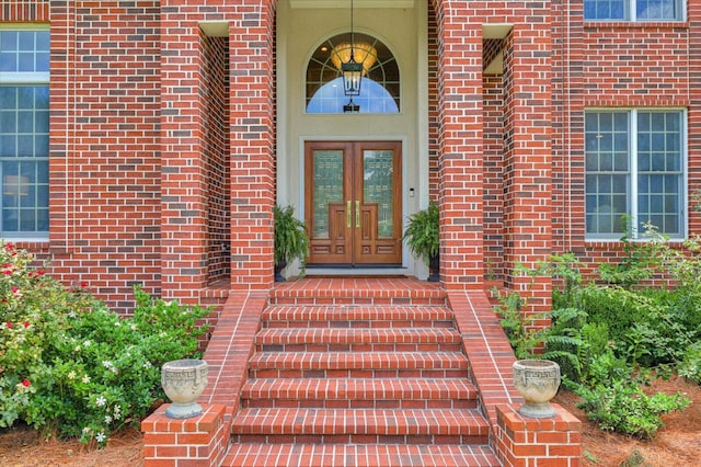 doorway to property featuring french doors