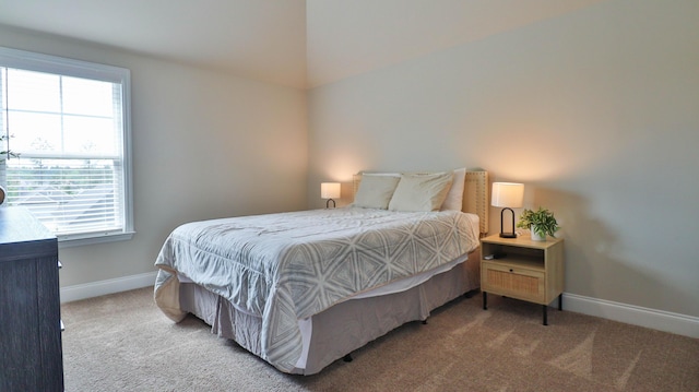 bedroom with baseboards, multiple windows, and carpet
