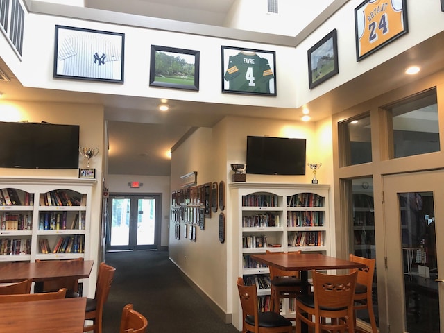 405 Sawgrass Cv, Mccormick, SC 29835 - corridor featuring french doors, carpet floors, and a high ceiling