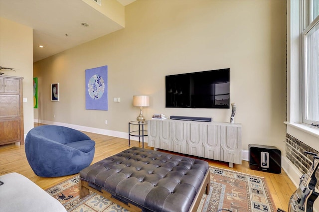 living room with light wood-type flooring