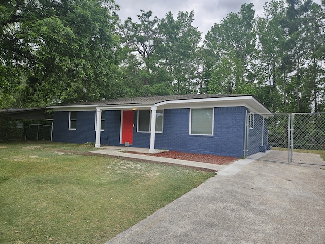 3629 Meadowgrove Dr, Augusta, GA 30906 - ranch-style home with fence, a porch, a front yard, a gate, and driveway