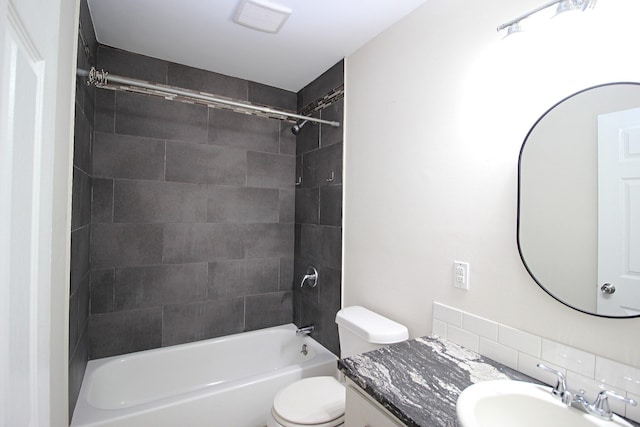 3629 Meadowgrove Dr, Augusta, GA 30906 - full bath featuring vanity, toilet, tub / shower combination, tasteful backsplash, and visible vents