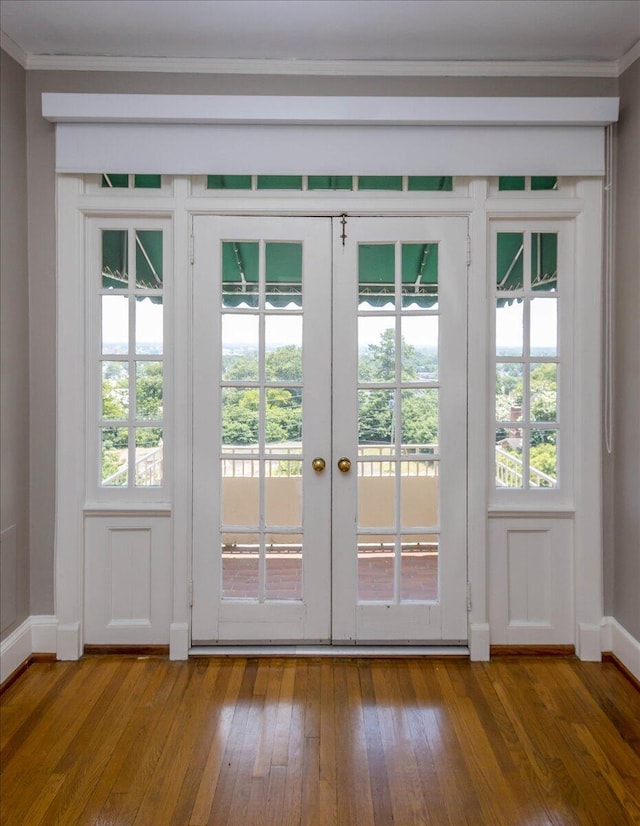 2068 Walton Way, Augusta, GA 30909 - doorway with hardwood / wood-style flooring, french doors, healthy amount of natural light, and ornamental molding