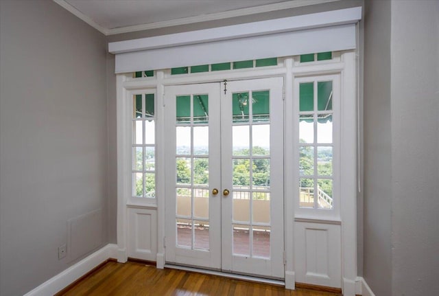 2068 Walton Way, Augusta, GA 30909 - doorway featuring ornamental molding, wood finished floors, and french doors