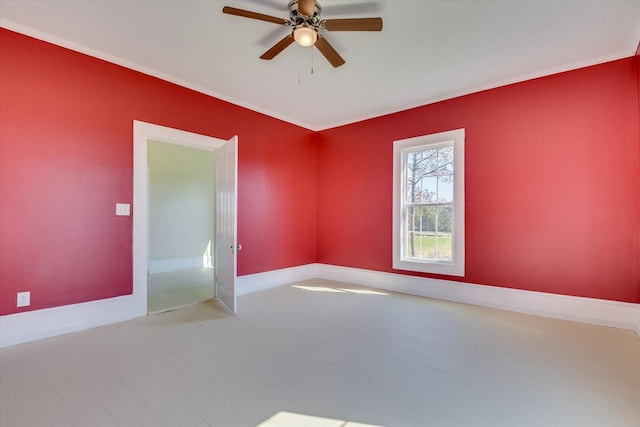 unfurnished room featuring ceiling fan and light hardwood / wood-style flooring