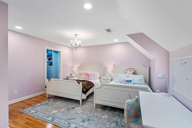 153 Longwood Green Ct, Aiken, SC 29803 - bedroom with visible vents, wood finished floors, baseboards, a chandelier, and recessed lighting