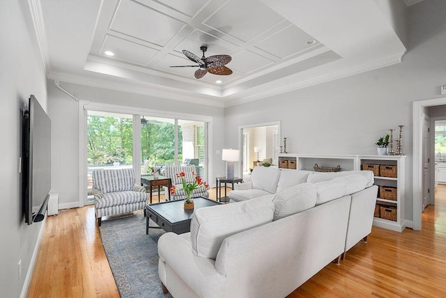 153 Longwood Green Ct, Aiken, SC 29803 - living area with baseboards, ornamental molding, a ceiling fan, and light wood-style flooring