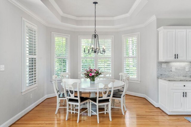 153 Longwood Green Ct, Aiken, SC 29803 - dining space featuring an inviting chandelier, baseboards, light wood-style floors, and a wealth of natural light