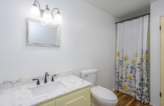 418 Kemp Dr, Augusta, GA 30909 - full bathroom with vanity, wood finished floors, and curtained shower