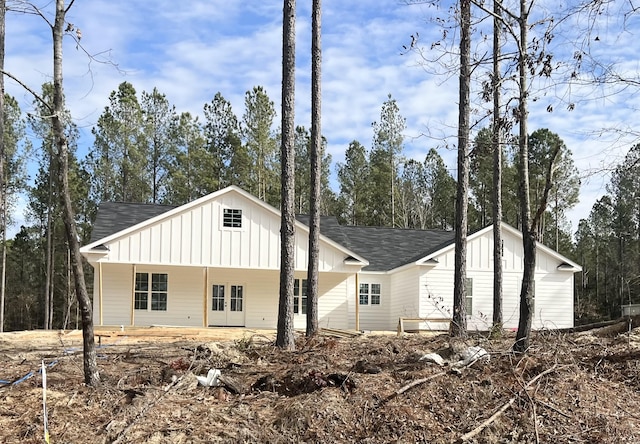 exterior space featuring french doors and a porch