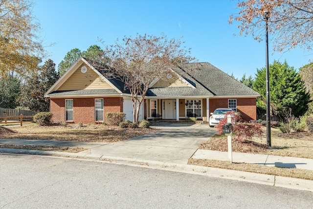 view of front of property with a garage