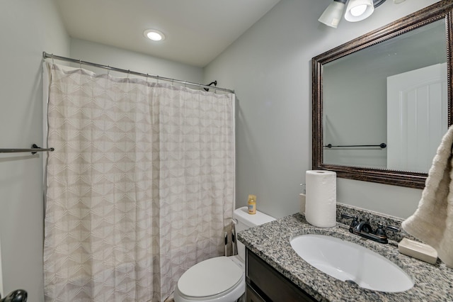 251 Wentworth Pl, Grovetown, GA 30813 - full bath with vanity, toilet, a shower with shower curtain, and recessed lighting