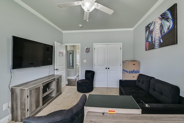 251 Wentworth Pl, Grovetown, GA 30813 - living room with ornamental molding, a ceiling fan, and baseboards
