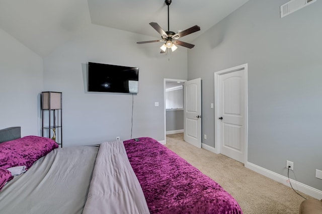 251 Wentworth Pl, Grovetown, GA 30813 - bedroom featuring vaulted ceiling, light carpet, baseboards, and a ceiling fan