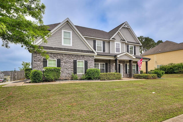 251 Wentworth Pl, Grovetown, GA 30813 - craftsman inspired home featuring stone siding, a porch, and a shingled roof